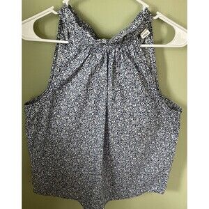 J. Crew Women's Sleeveless Summer Top Blue/White Pattern Size 4 Ties at Neck